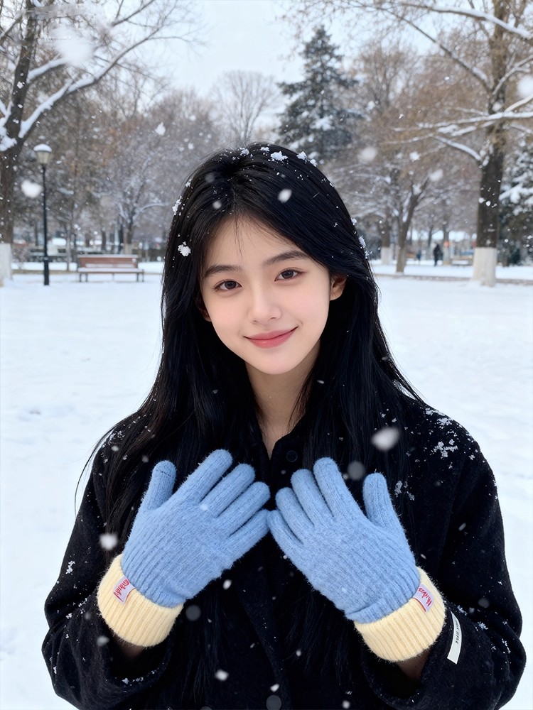 Korean Style Knitted Plush Glo - Winter Cycling Commute 评论和价格