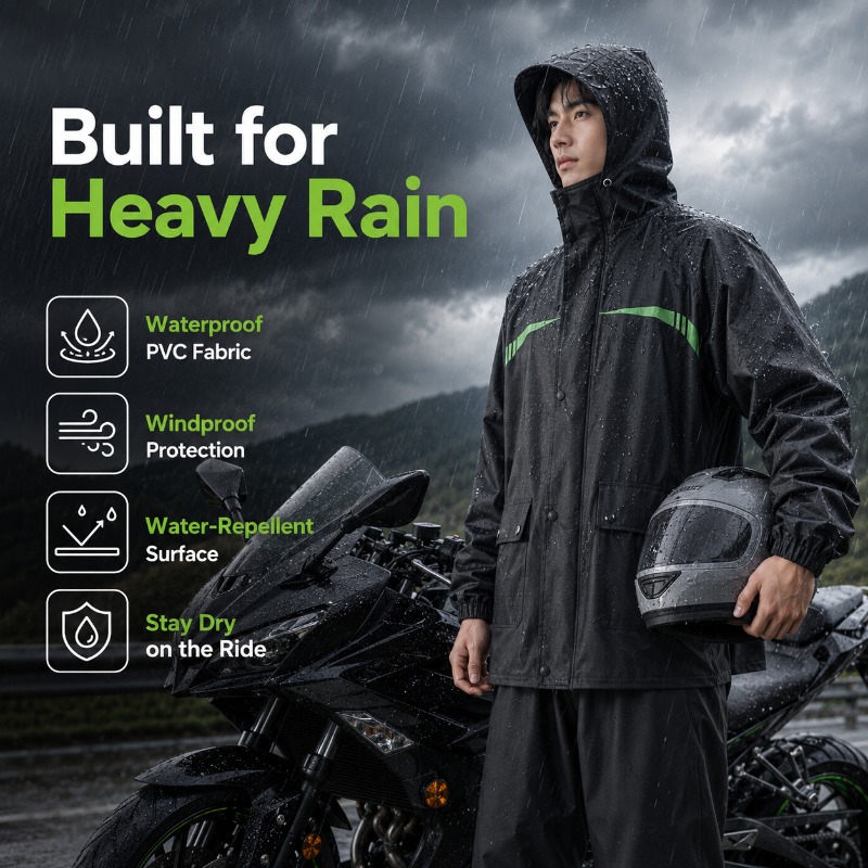 Unisex 2-Piece Waterproof Cycl - Cycling Commuter Rain Jacket 评论和价格